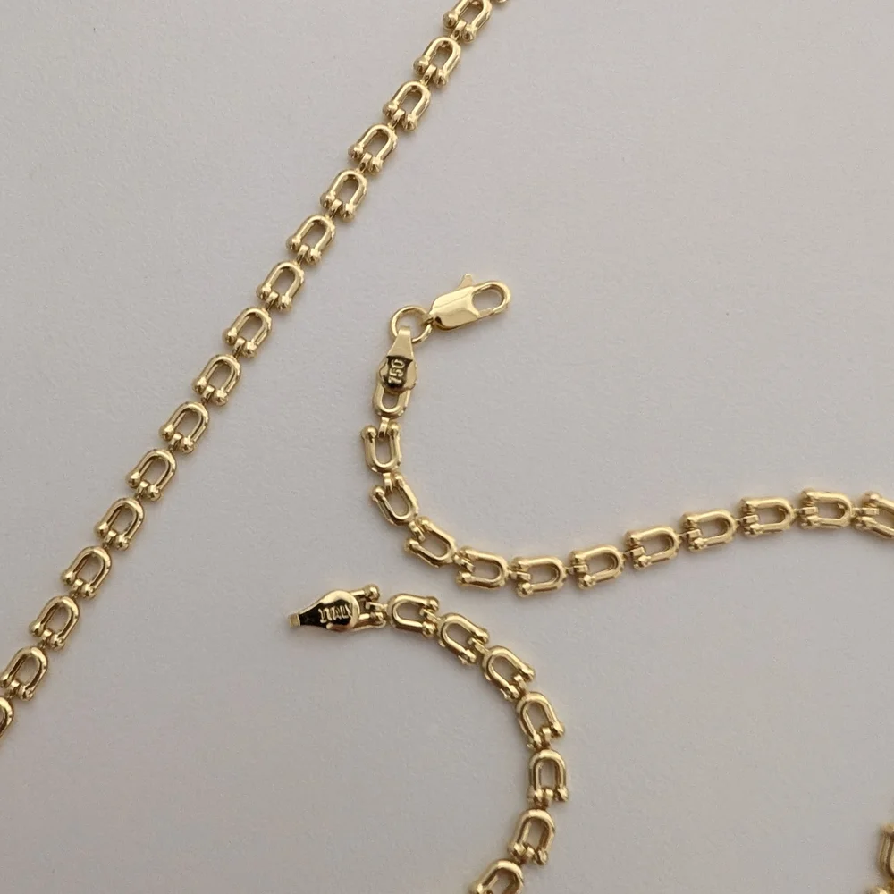 750 Italy Gold Plated Chain Necklace and Bracelet Set